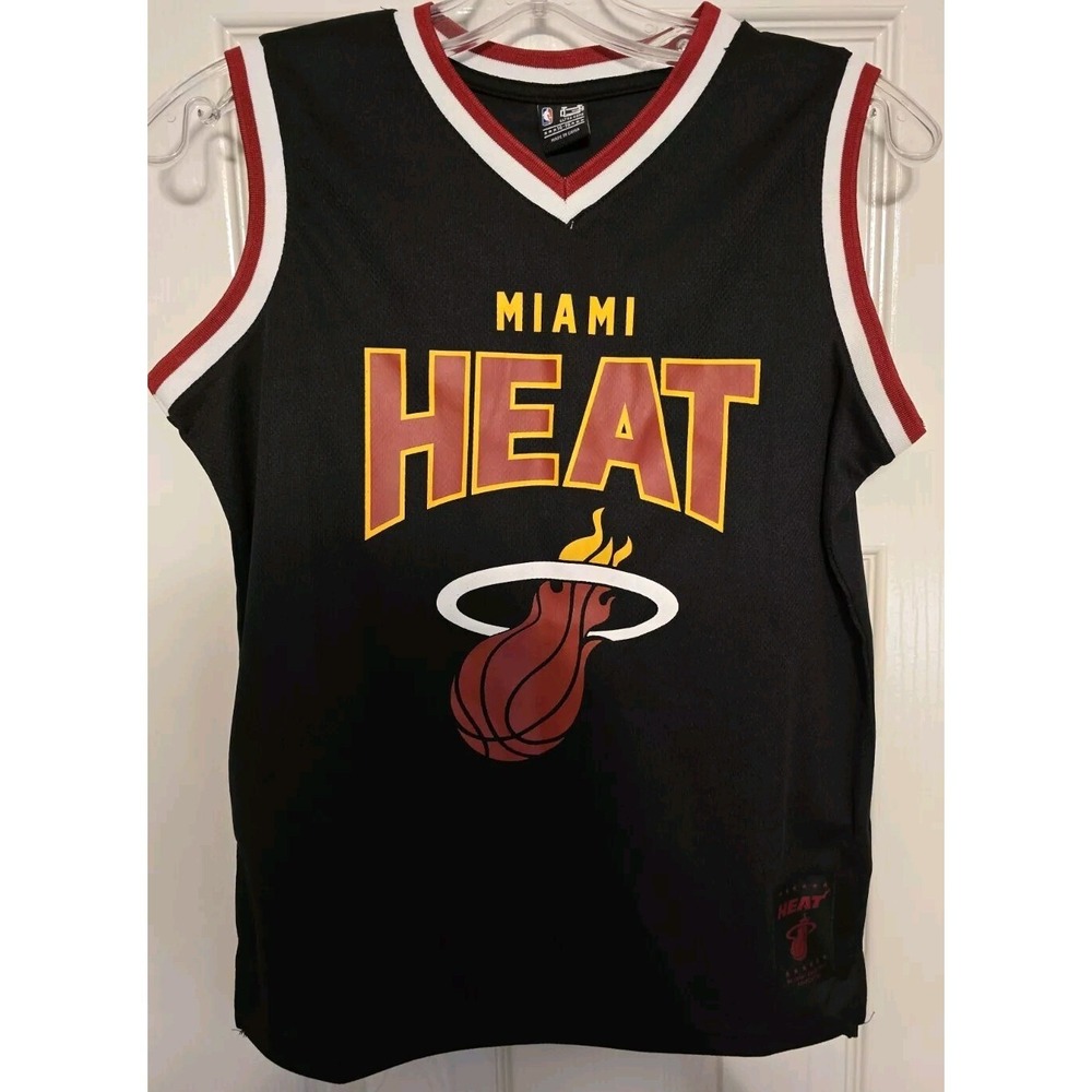 Miami Heat Youth Jersey Style Tank Top Shirt Large 14-16 Black Red Ultra Game